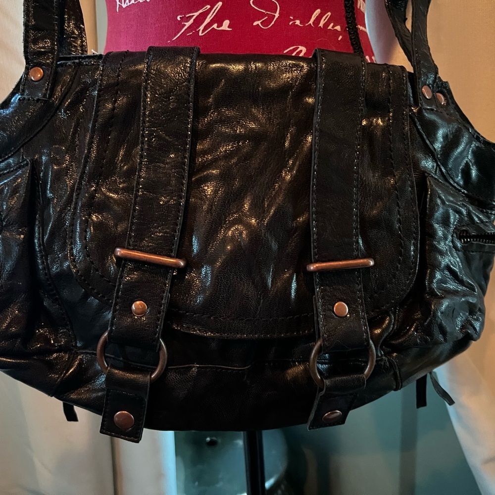 Black Leather Women's Bag vintage bcbg maxazria - Picture 2 of 6